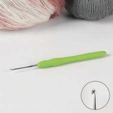 Крючок для вязания сталь силикон ручка 14см d2,0мм зелёный PVC пакет АУ 1364631