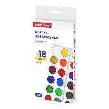 Краски акварельные 18 цветов ErichKrause Basic, картон с европодвесом 9444861