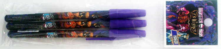 Ручка шариковая Мonster high 0.7 мм,чернила синие набор 3 шт (85141) в инд упаковке с подвесом Ручка шариковая Мonster high 0.7 мм,чернила синие набор 3 шт (85141) в инд упаковке с подвесом