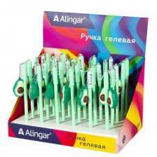 Ручка гелевая Alingar &quot;Авокадо&quot;, 0,5 мм, синяя, игольчатый наконечник, круглый цветной пластиковый корпус, картонная упаковка 