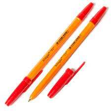 Ручка шариковая Alingar, "51", 1 мм, красная, шестигранный, оранжевый, пластиковый корпус, картонная упаковка
