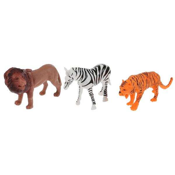 Игрушка пластизоль животные африки 3шт (лев, зебра, тигр) в пак. Играем вместе в кор.2*180наб 