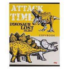 Тетрадь 96л., А5, клетка, Проф-Пресс &quot;Атака динозавров&quot;, скрепка мелованный картон 