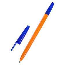 Ручка шариковая 0,7мм синяя, корпус оранжевый с синим колпачком, штрихкод на штуке 5449273