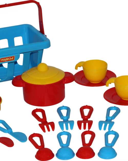 42651 Набор детской посуды "TOP CHEF" с корзинкой №2 на 4 персоны (в сеточке)
