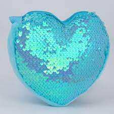 Сумка детская, с пайетками, сердце, 17*15*1 см, цвет голубой   7878716