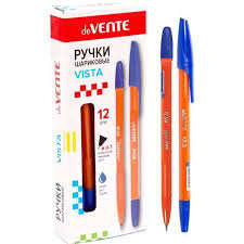 Ручка шариковая &quot;Vista&quot; d=0,7 мм, игольчатый пишущий узел, сине-желтый корпус с пластиковым держателем, сменный стержень, индивидуальная маркировка, синяя 