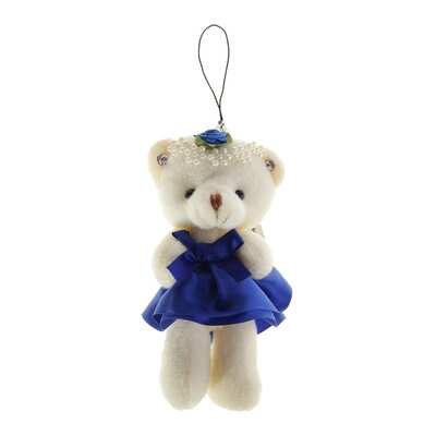 Мягкая игрушка подвеска "Мишка" в платье с бантиком, цвет синий 303284