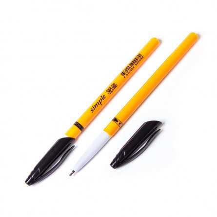 Ручка шариковая Alingar "Simple", 0,7 мм, черная, круглый, оранжевый, пластиковый корпус, картонная упаковка