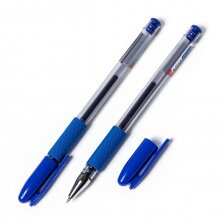 Ручка гелевая, Alingar, &quot;SOFT GEL&quot; синяя, 0,6 мм., игольчатый наконечник, резиновый грип,прозрачный 