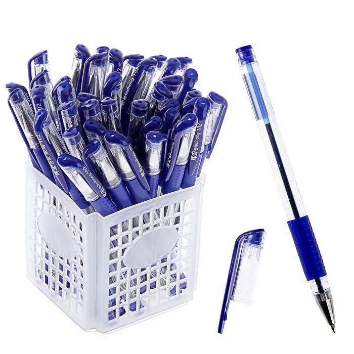 Ручка шариковая 0,5мм синяя, корпус прозрачный с резиновым держателем (штрихкод на штуке) 129468 