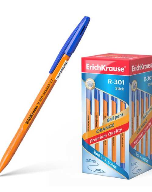 Ручка шариковая ErichKrause "R-301 Orange Stick" узел 0.7мм, чернила синие 43194   2288910
