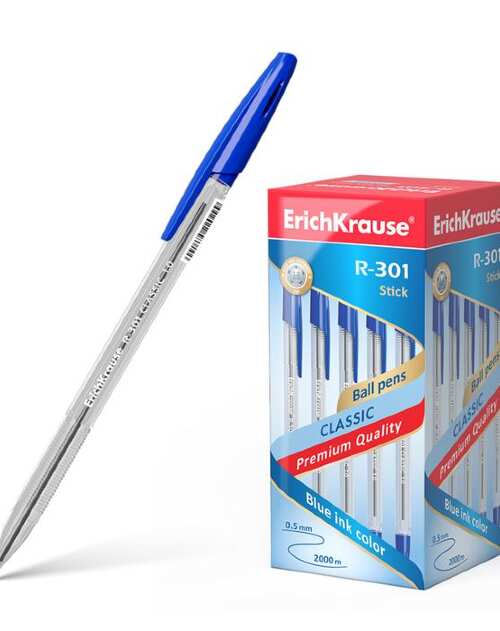Ручка шариковая Erich Krause R-301 Classic Stick узел 0,5мм,  син 43184 цена за 1шт 2288907